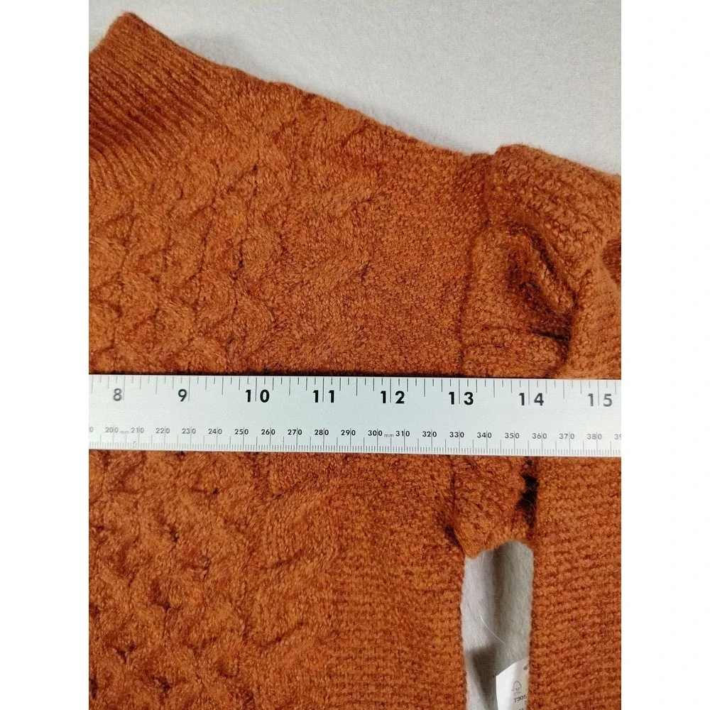 Old Navy Sweater Girls 5T Orange Mock Neck Ruffle Cable Knit Pullover Winter